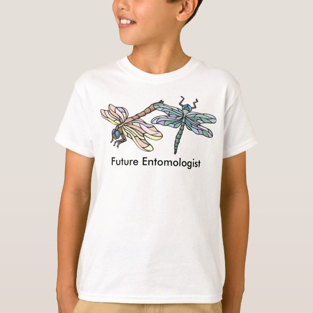 Künftiger Entomologe Peach und Blue Dragonflies T-Shirt (Vorderseite)