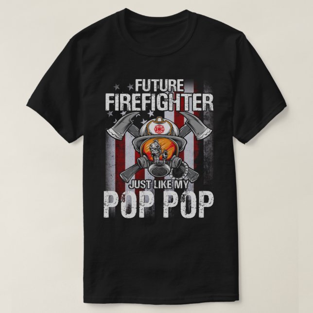 Künftiger Feuerwehrmann wie meine POP POP US-Flagg T-Shirt (Design vorne)