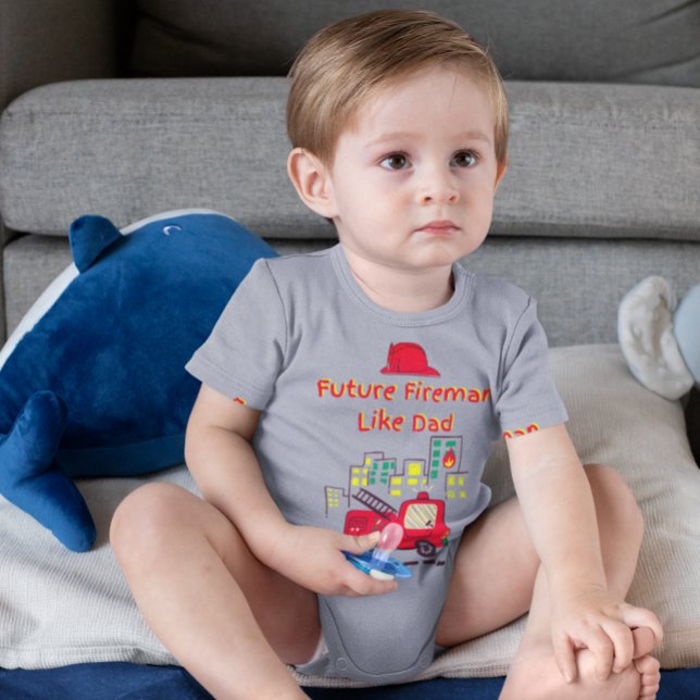 Künftiger Feuerwehrmann wie Vater Hand gezogen Baby Strampler (Von Creator hochgeladen)