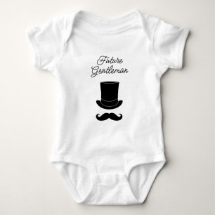 Künftiger Gentleman niedlicher Dapphut und Schnurr Baby Strampler