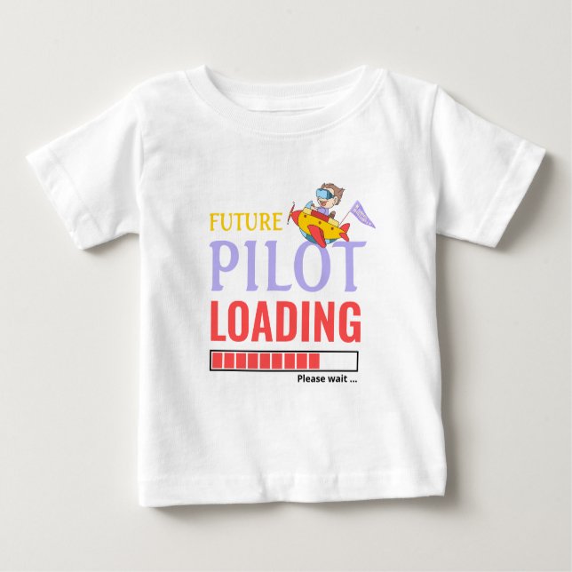 Künftiger Pilot Laden Spaß Personalisiert Junge Baby T-shirt (Vorderseite)