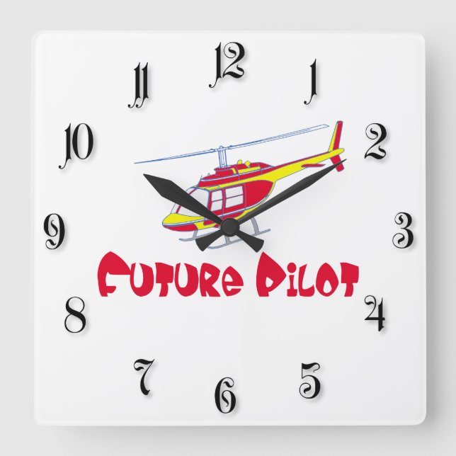 Künftiger Pilot Quadratische Wanduhr (Vorderseite)