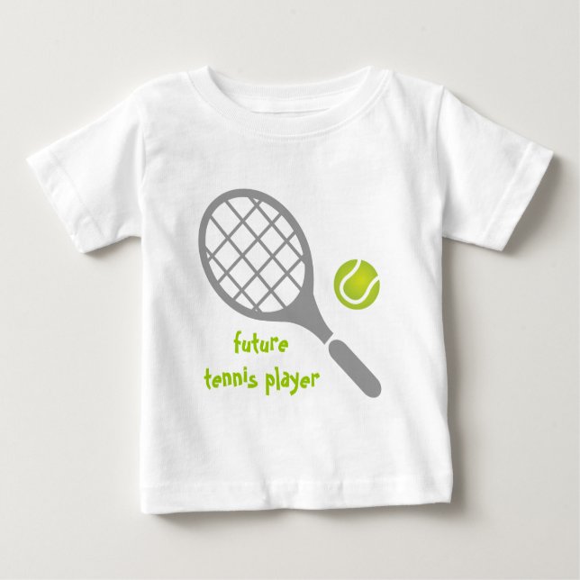 Künftiger Tennisspieler, Tennisschläger und Ball Baby T-shirt (Vorderseite)
