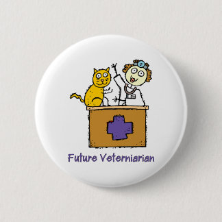 Künftiger Tierarzt - Mädchen mit Katze Button