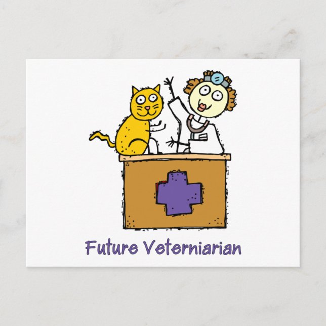 Künftiger Tierarzt - Mädchen mit Katze Postkarte (Vorderseite)