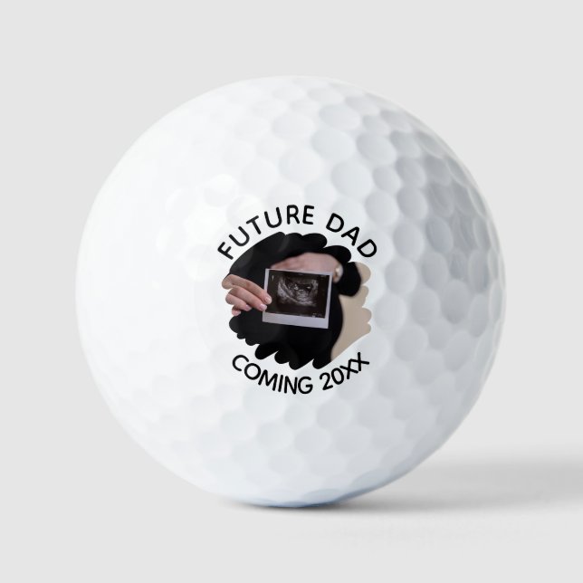 Künftiger Vater 2023 mit Personalisiertem Foto Golfball (Vorderseite)