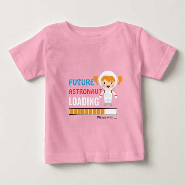 Künftiges Astronautenladendes Kleinkind Party Pink Baby T-shirt (Vorderseite)