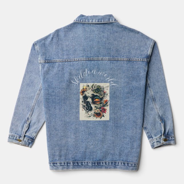 Künftiges Skelett und Blume Jeansjacke (Rückseite)
