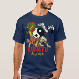 Kung Fu 5 Tiere Formulare Tiger Krane Leopard Schl T-Shirt