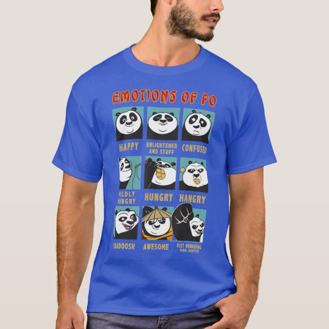 Kung Fu Bear Emotions Of Po Portrait Grid gift fun T-Shirt (Vorderseite)