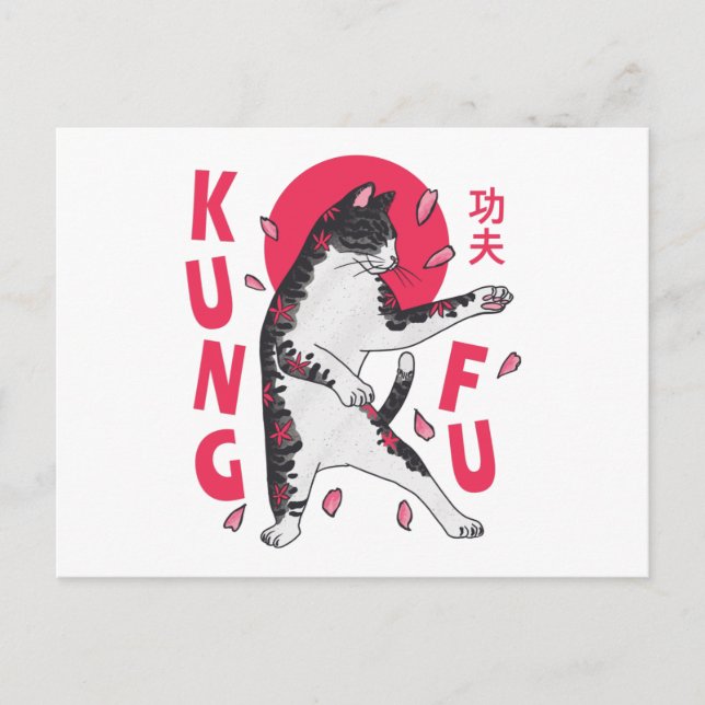 Kung Fu Cat Postkarte (Vorderseite)