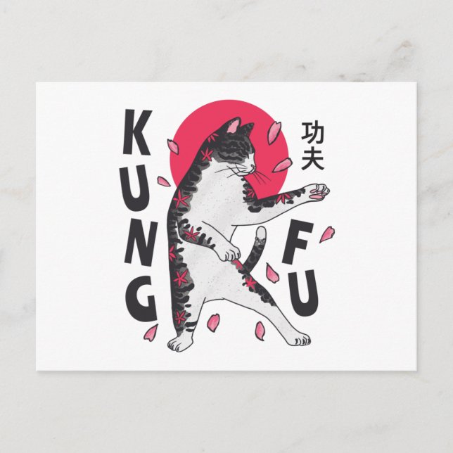 Kung Fu Cat Postkarte (Vorderseite)