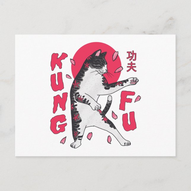Kung Fu Cat Postkarte (Vorderseite)
