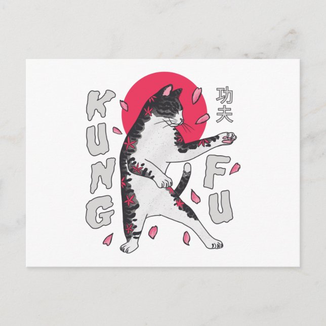 Kung Fu Cat Postkarte (Vorderseite)