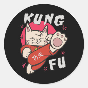 Kung Fu Cat Runder Aufkleber