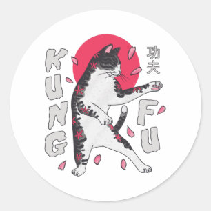 Kung Fu Cat Runder Aufkleber