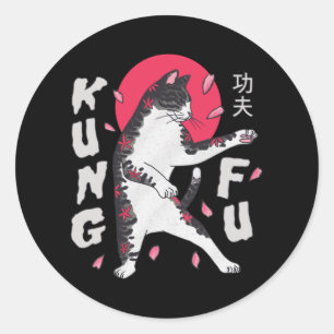 Kung Fu Cat Runder Aufkleber