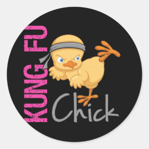 Kung Fu Chick Runder Aufkleber