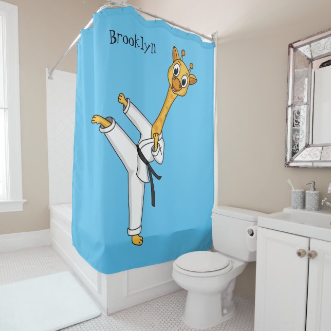 Kung Fu giraffe Cartoon Illustration Duschvorhang (Beispiel)