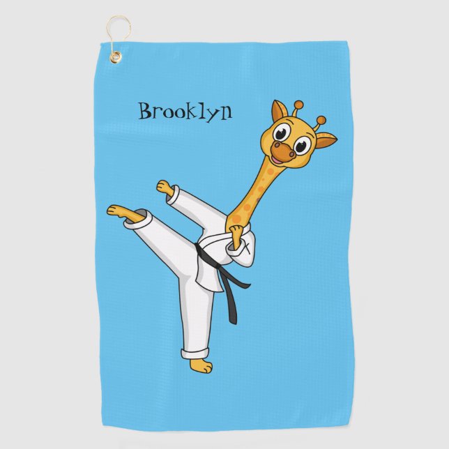 Kung Fu giraffe Cartoon Illustration Golfhandtuch (Vorderseite)