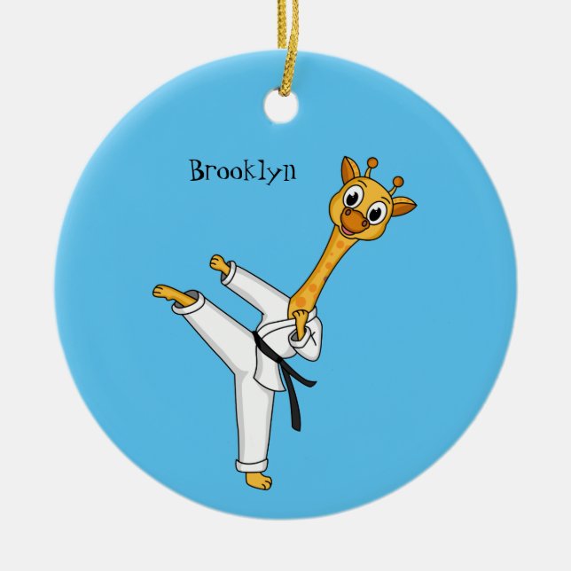 Kung Fu giraffe Cartoon Illustration  Keramik Ornament (Vorne)