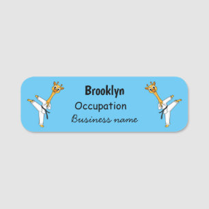 Kung Fu giraffe Cartoon Illustration Namensschild