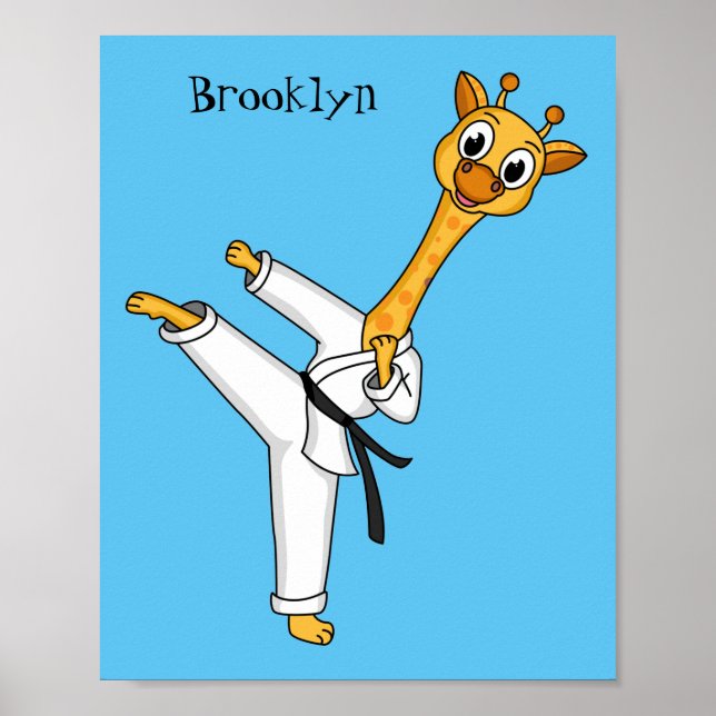 Kung Fu giraffe Cartoon Illustration Poster (Vorne)
