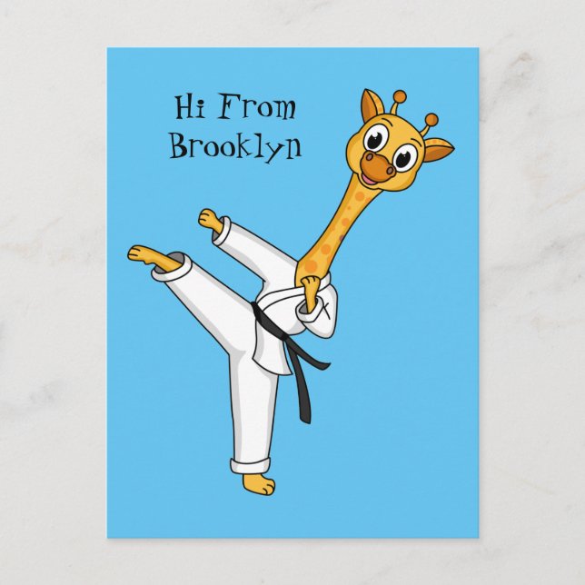 Kung Fu giraffe Cartoon Illustration Postkarte (Vorderseite)