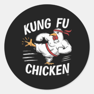 Kung Fu Huhn Lustiger Karate Hahn Frauen Männer Ch Runder Aufkleber