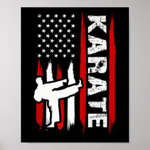 Kung Fu Karate USA-Flagge Schwarzgurtel Kampfsport Poster