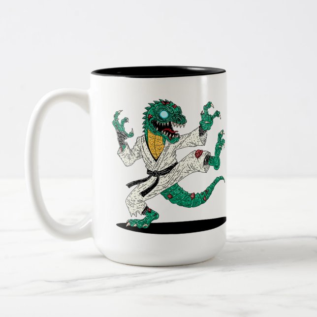 Kung Fu Lizard Zombie Zweifarbige Tasse (Links)