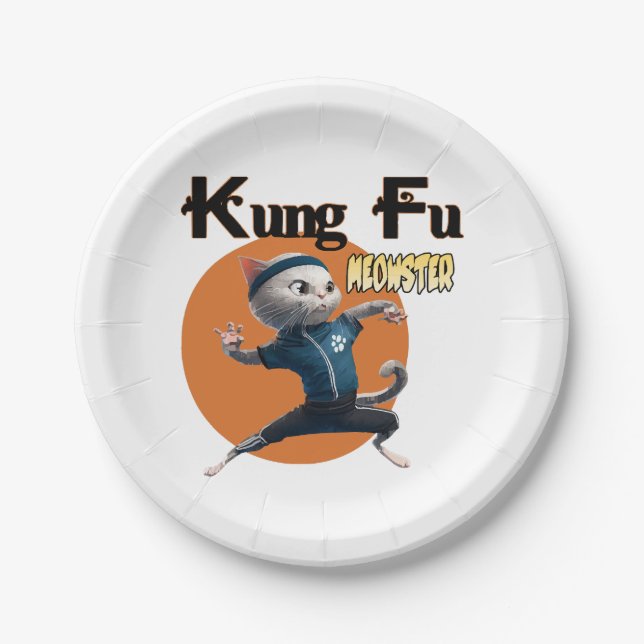 Kung Fu Meowster Pappteller (Vorderseite)