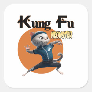 Kung Fu Meowster Quadratischer Aufkleber