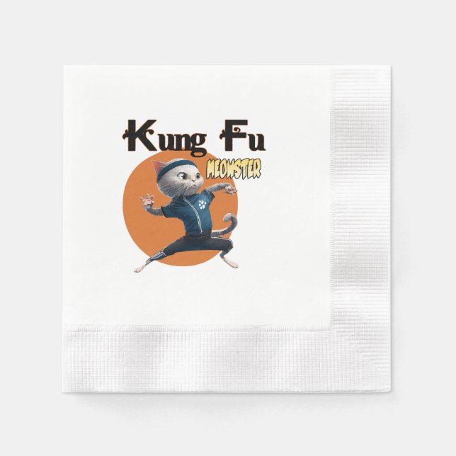 Kung Fu Meowster Serviette (Vorderseite)