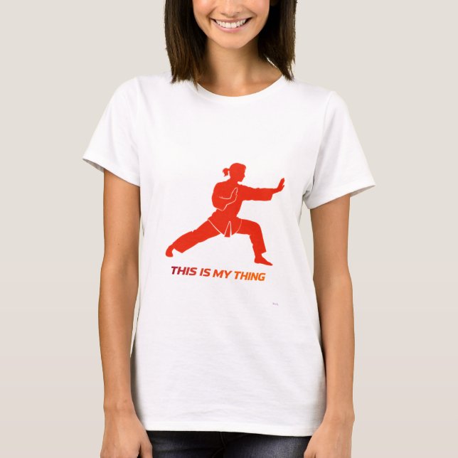 Kung Fu Silhouette Martial Arts Lifestyle Design T-Shirt (Vorderseite)