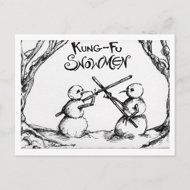 Kung Fu Snowmen Postkarte (Vorderseite)