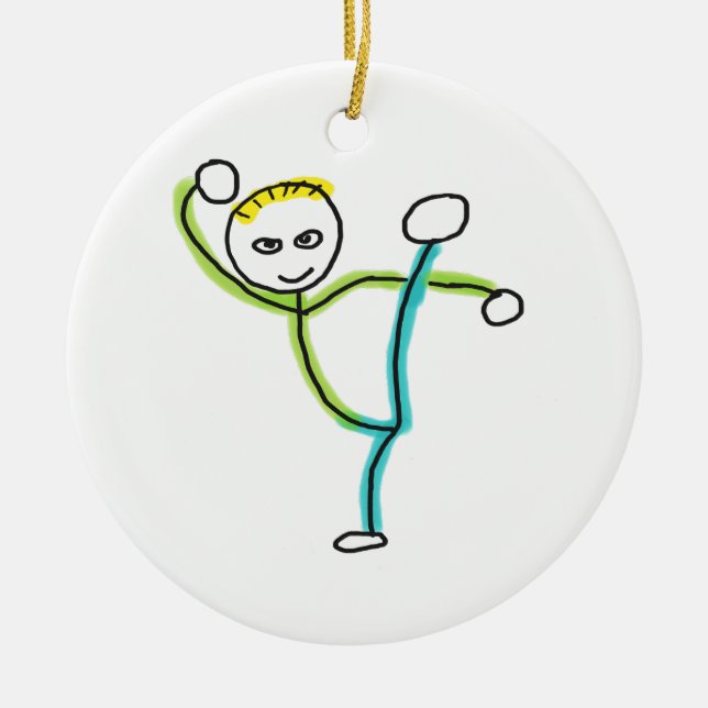 Kung Fu Stockmann Keramik Ornament (Vorne)