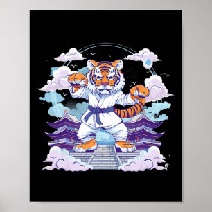 Kung Fu Tiger Pagode Türme Judo Mma Taekwondo Kick Poster