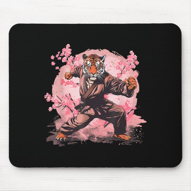 Kung Fu Tiger Taekwondo Kickboxen Sakura-Baum Mousepad (Vorne)