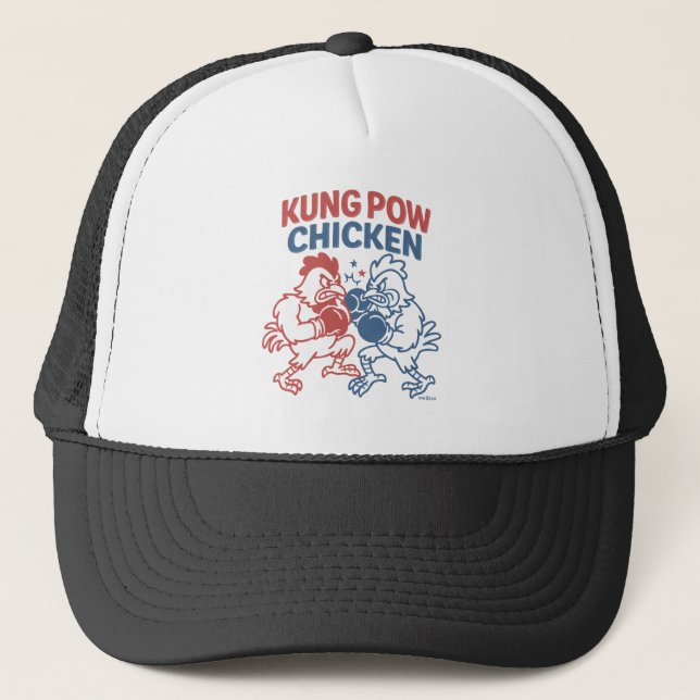 Kung Pow Chicken Funny Food Puff Truckerkappe (Vorderseite)