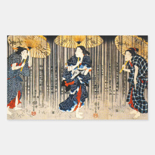 Kuniyoshi drei Frauen mit Umbrellas Aufkleber