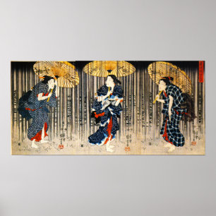 Kuniyoshi Drei Frauen mit Umbrellas-Poster Poster