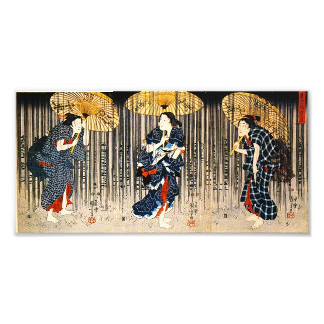 Kuniyoshi drei Frauen mit Umbrells Print Fotodruck (Vorne)