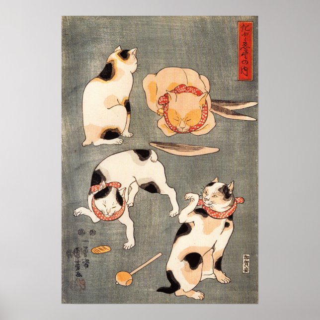 Kuniyoshi Four Cats Poster (Vorne)