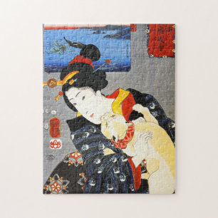 Kuniyoshi Frau mit einem Katzen-Puzzlespiel Puzzle