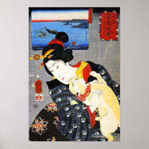 Kuniyoshi Frau mit Katzenposter Poster