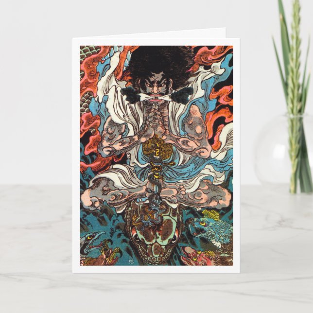 Kuniyoshi The Warrior asian samurai Reitschlange Karte (Vorderseite)