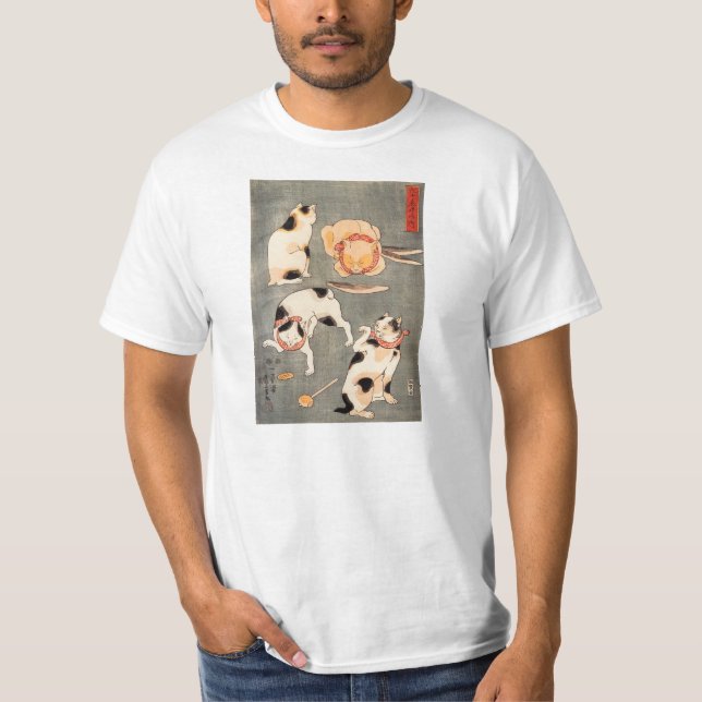 Kuniyoshi vier Katzen T-Shirt (Vorderseite)