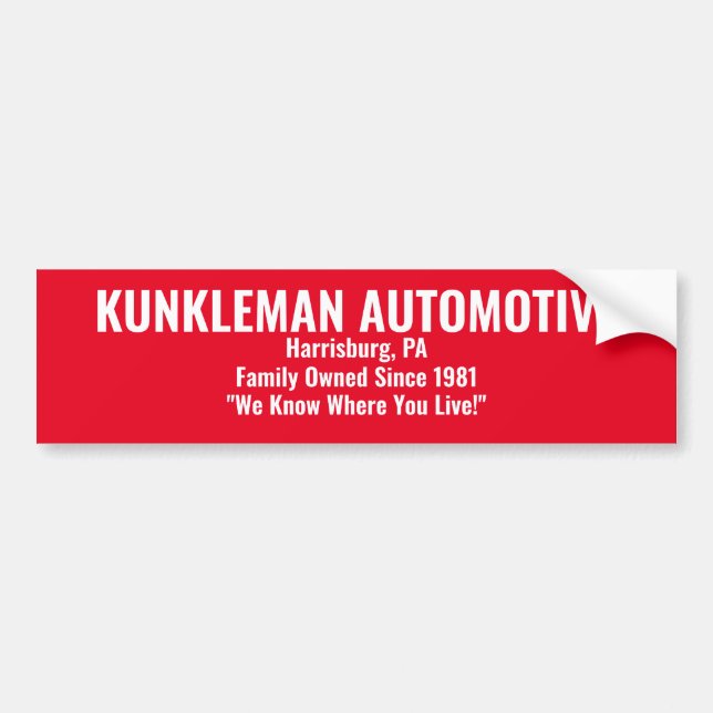 Kunkleman Autoaufkleber (Vorne)
