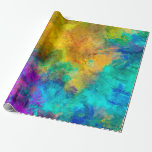kunst abstrakt lebendig regenbogen bemalt hintergr geschenkpapier